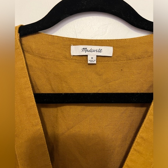 MADEWELL Linen-Blend Ruffle-Sleeve Wrap Midi Dress Cotton - Picture 6 of 10